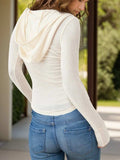Half Snap Long Sleeve Hooded T-Shirt - Trendsi - Flyclothing LLC