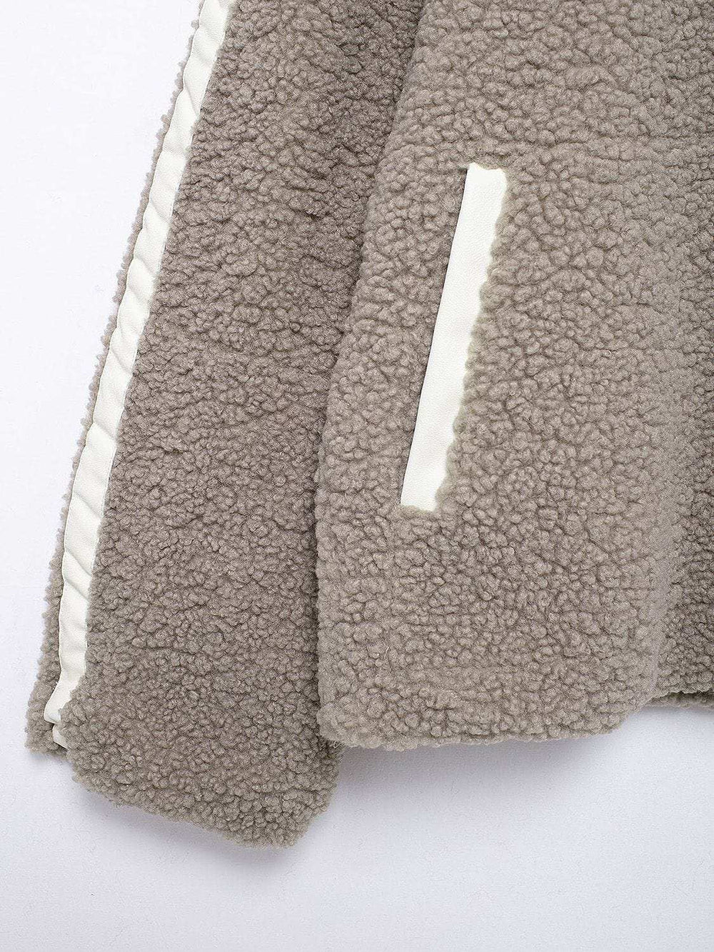 Zip Up Turtleneck Long Sleeve Plush Jacket - Trendsi - Flyclothing LLC