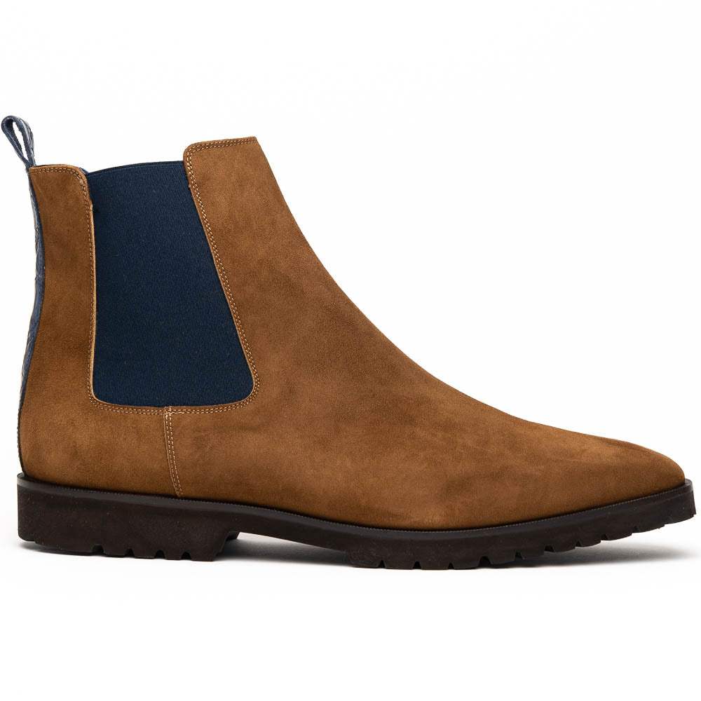 46-210-CGN GIANNA Suede Chelsea Boot, Cognac - Zelli Italia - Flyclothing LLC