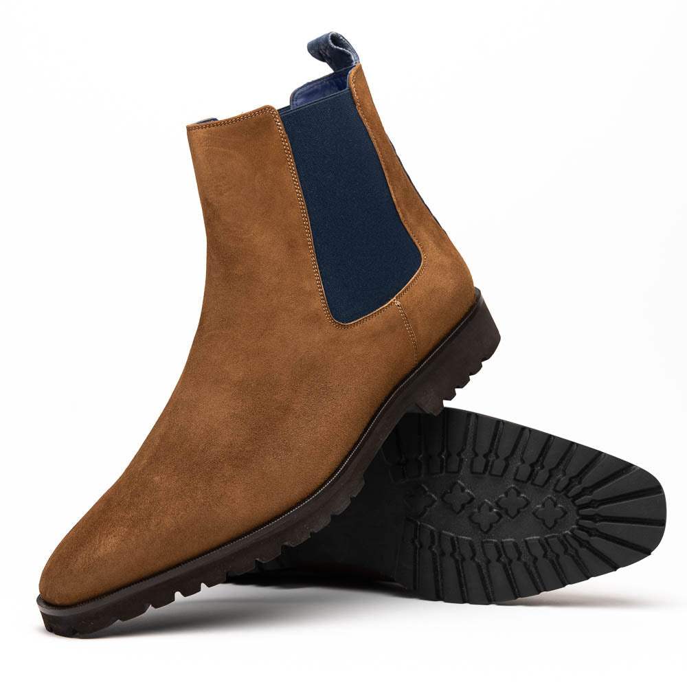 46-210-CGN GIANNA Suede Chelsea Boot, Cognac - Zelli Italia - Flyclothing LLC