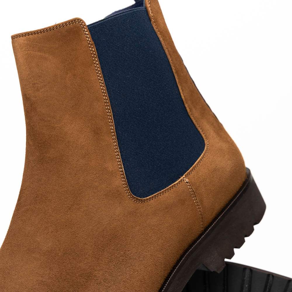 46-210-CGN GIANNA Suede Chelsea Boot, Cognac - Zelli Italia - Flyclothing LLC