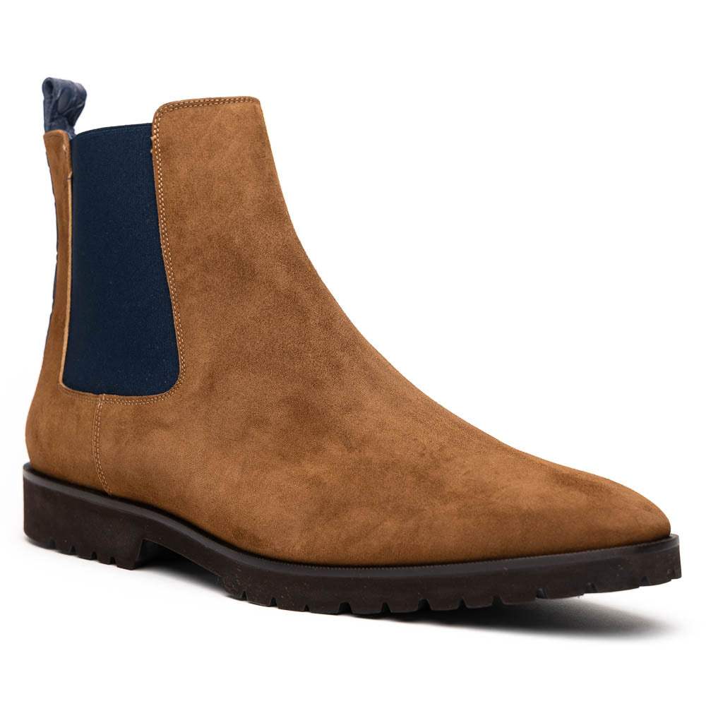 46-210-CGN GIANNA Suede Chelsea Boot, Cognac - Zelli Italia - Flyclothing LLC