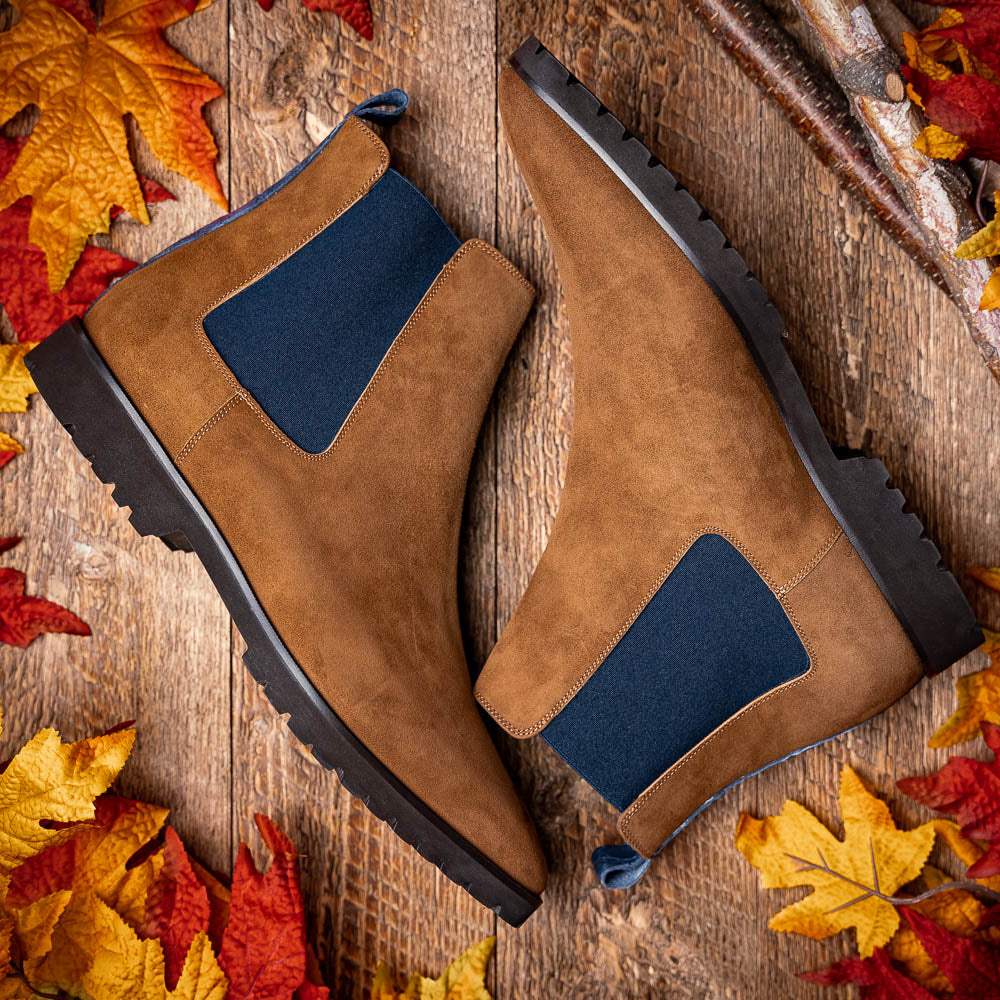 46-210-CGN GIANNA Suede Chelsea Boot, Cognac - Zelli Italia - Flyclothing LLC