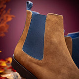 46-210-CGN GIANNA Suede Chelsea Boot, Cognac - Zelli Italia - Flyclothing LLC