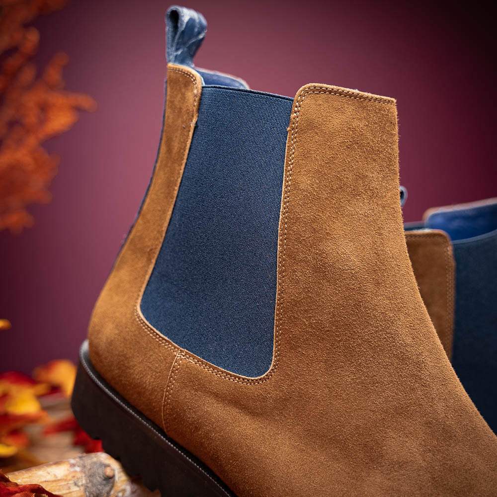 46-210-CGN GIANNA Suede Chelsea Boot, Cognac - Zelli Italia - Flyclothing LLC