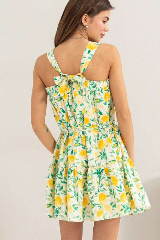 HYFVE Floral Tie Shoulder Mini Dress - Trendsi