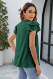 Ruffled Notched Short Sleeve Blouse - Trendsi