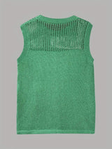 Openwork Round Neck Sweater Vest - Trendsi - Flyclothing LLC