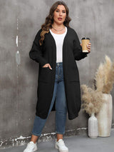 Plus Size Long Sleeve Pocketed Cardigan - Trendsi - Flyclothing LLC