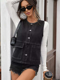 Button Up Denim Vest - Trendsi - Flyclothing LLC