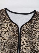 Perfee Leopard Open Front Long Sleeve Jacket - Trendsi - Flyclothing LLC