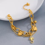 Cross and Heart Charm Bracelet - Trendsi - Flyclothing LLC