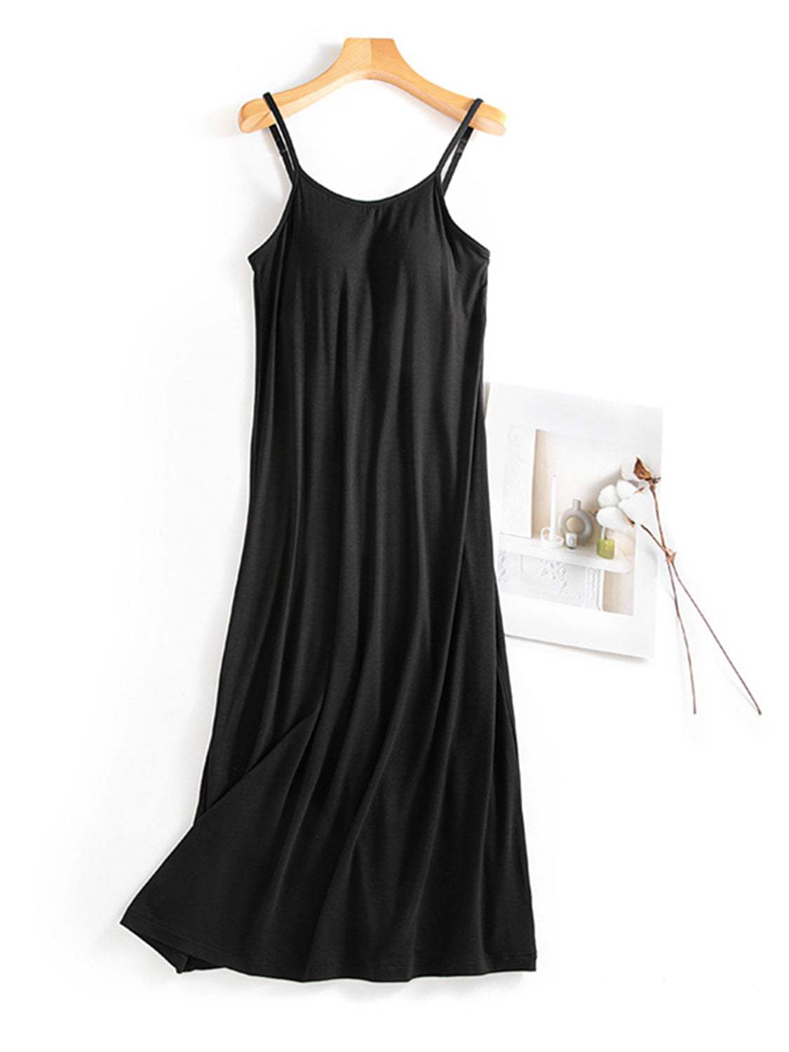 Scoop Neck Midi Cami Dress with Bra - Trendsi - Flyclothing LLC