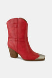 Beast Fashion Faux Leather Metal Toe Ankle Boots - Trendsi