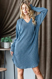Heimish Ribbed Long Sleeve Hooded Dress - Trendsi