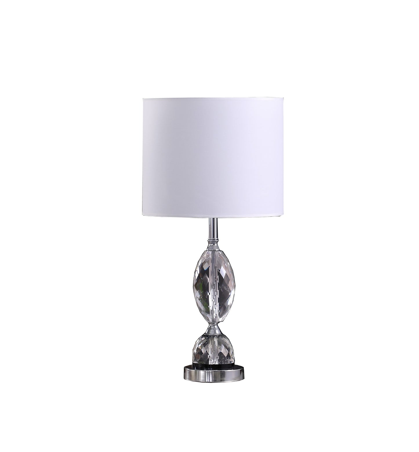 24" Silver Crystal Standard Table Lamp With White Shade - Homeroots - Flyclothing LLC