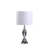 24" Silver Crystal Standard Table Lamp With White Shade - Homeroots - Flyclothing LLC