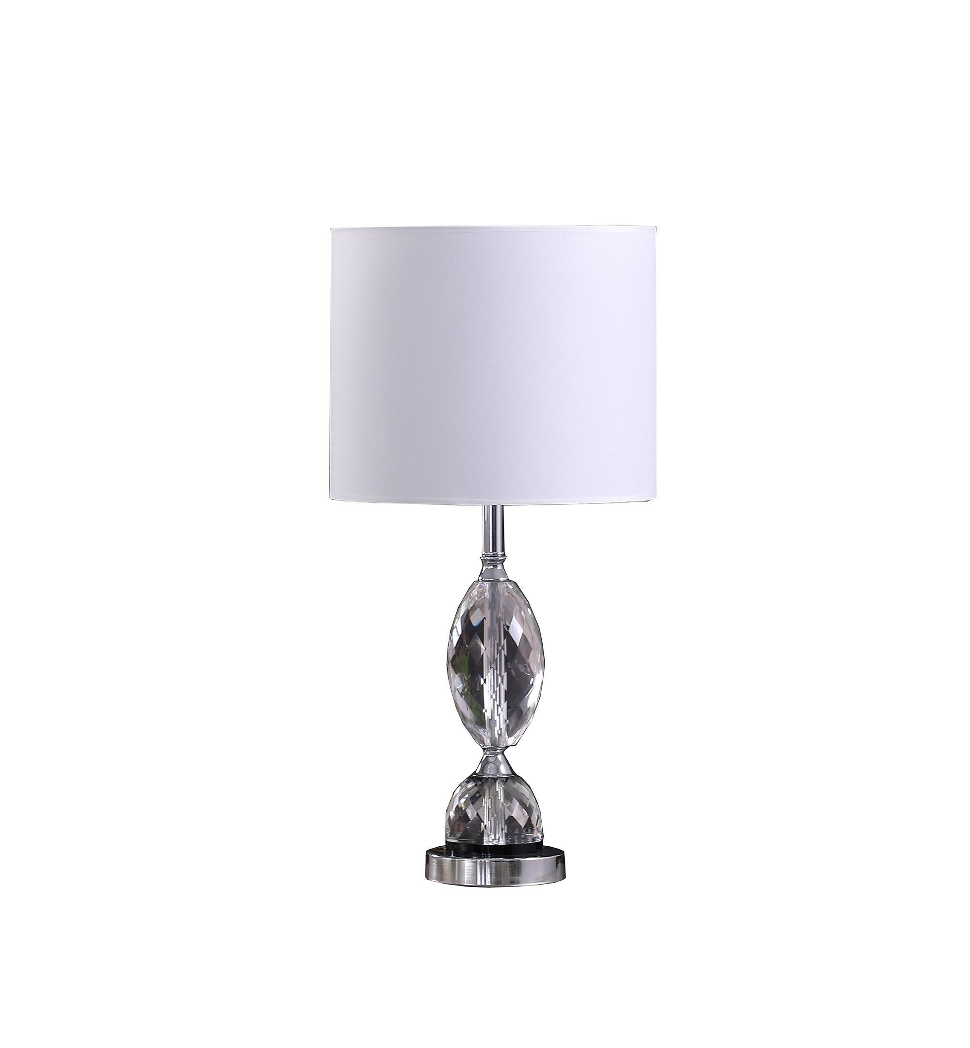 24" Silver Crystal Standard Table Lamp With White Shade - Homeroots - Flyclothing LLC