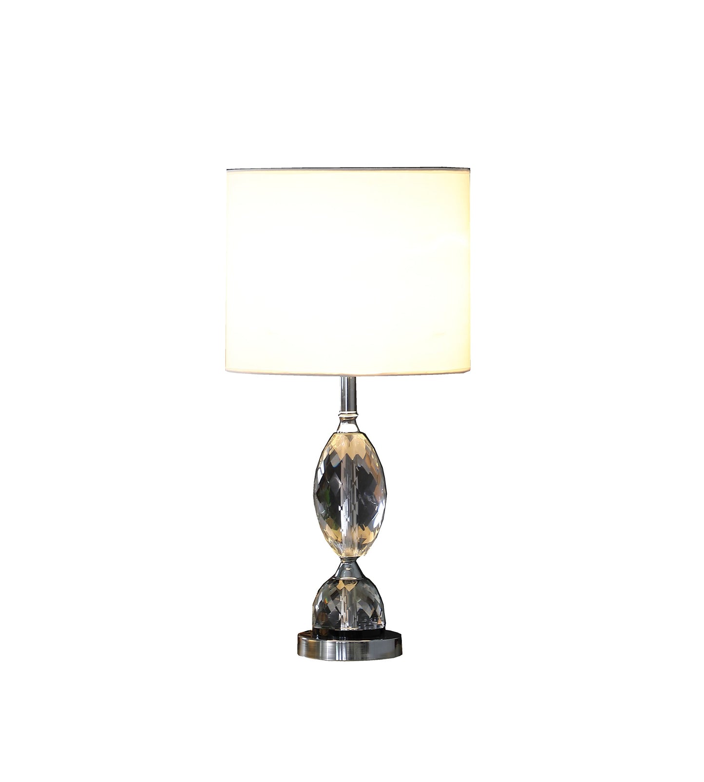 24" Silver Crystal Standard Table Lamp With White Shade - Homeroots - Flyclothing LLC