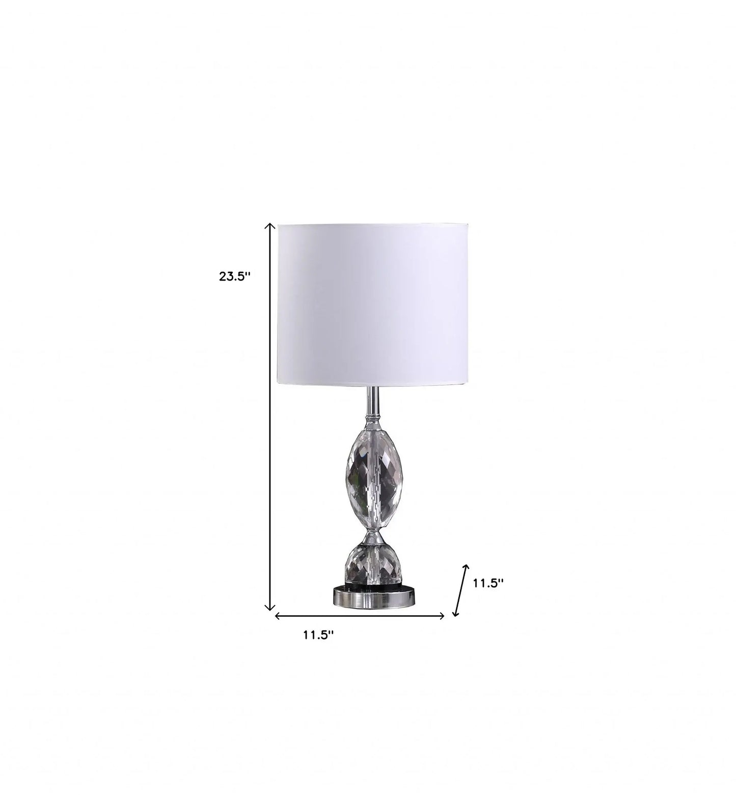 24" Silver Crystal Standard Table Lamp With White Shade - Homeroots - Flyclothing LLC