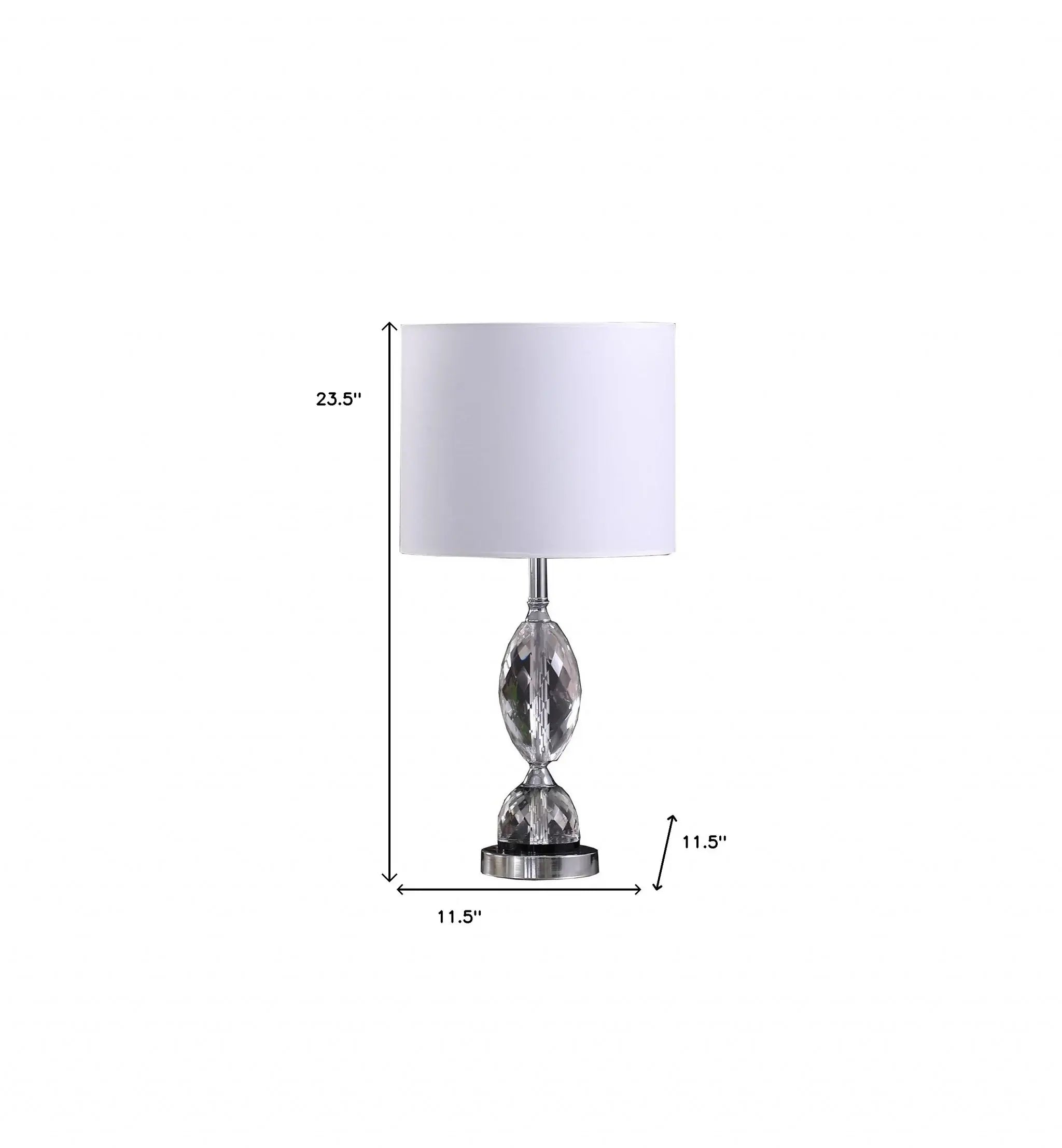 24" Silver Crystal Standard Table Lamp With White Shade - Homeroots - Flyclothing LLC
