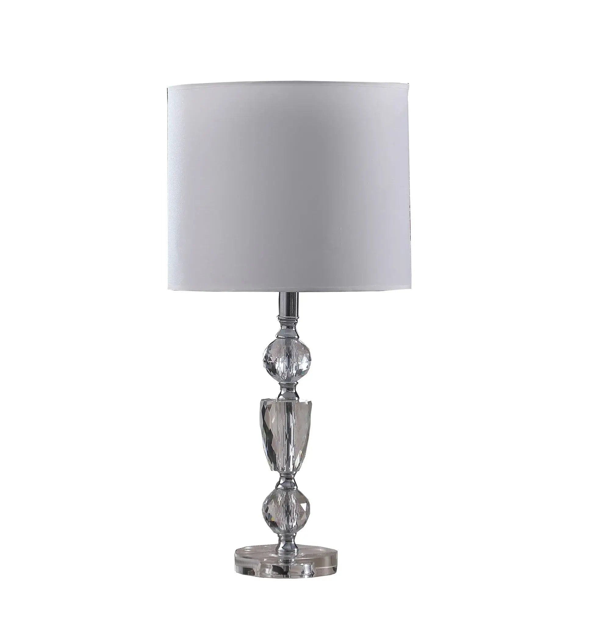 24" Clear Cut Faux Crystal Glam Table Lamp With White Classic Drum Shade - Homeroots - Flyclothing LLC
