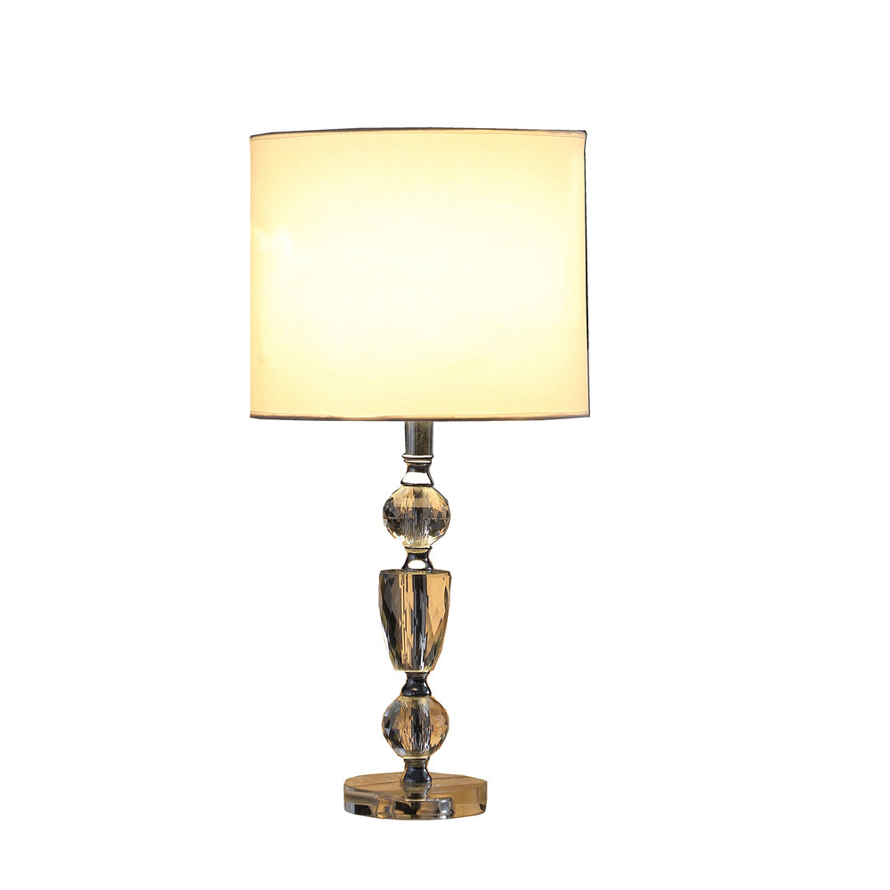 24" Clear Cut Faux Crystal Glam Table Lamp With White Classic Drum Shade - Homeroots