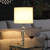 24" Clear Cut Faux Crystal Glam Table Lamp With White Classic Drum Shade - Homeroots - Flyclothing LLC