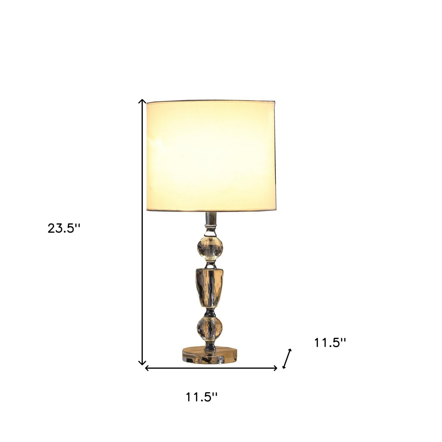 24" Clear Cut Faux Crystal Glam Table Lamp With White Classic Drum Shade - Homeroots - Flyclothing LLC