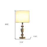 24" Clear Cut Faux Crystal Glam Table Lamp With White Classic Drum Shade - Homeroots - Flyclothing LLC