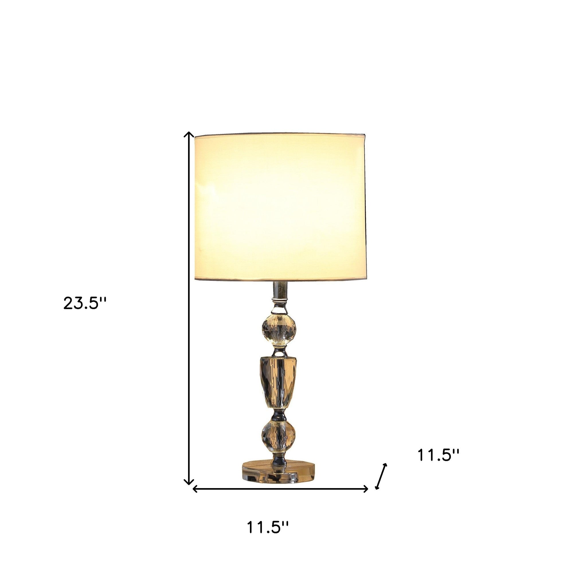 24" Clear Cut Faux Crystal Glam Table Lamp With White Classic Drum Shade - Homeroots - Flyclothing LLC