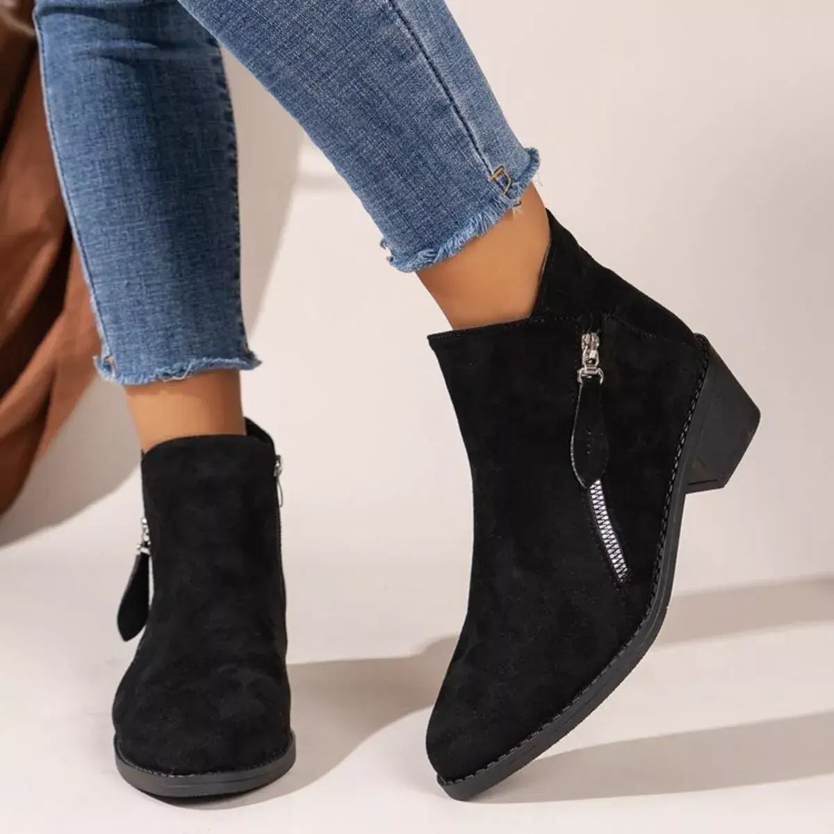 Point Toe Block Heels Boots - Trendsi - Flyclothing LLC
