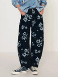 Printed Wide Leg Jeans - Trendsi