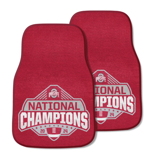 Official Ohio State 2024 National Champions Logo 17"x27" 2-pc Carpet Car Mat Set - Ohio State