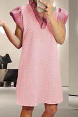 Ruffled V-Neck Cap Sleeve Mini Dress - Trendsi - Flyclothing LLC