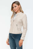Snobbish PU Leather Zip Up Jacket with Pockets - Trendsi - Flyclothing LLC