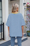 Contrast Striped Round Neck Half Sleeve T-Shirt - Trendsi