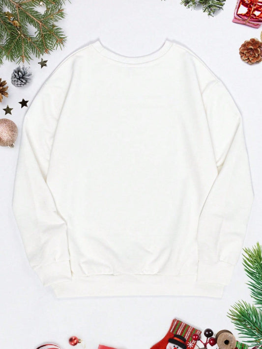 Graphic Round Neck Long Sleeve Sweatshirt - Trendsi