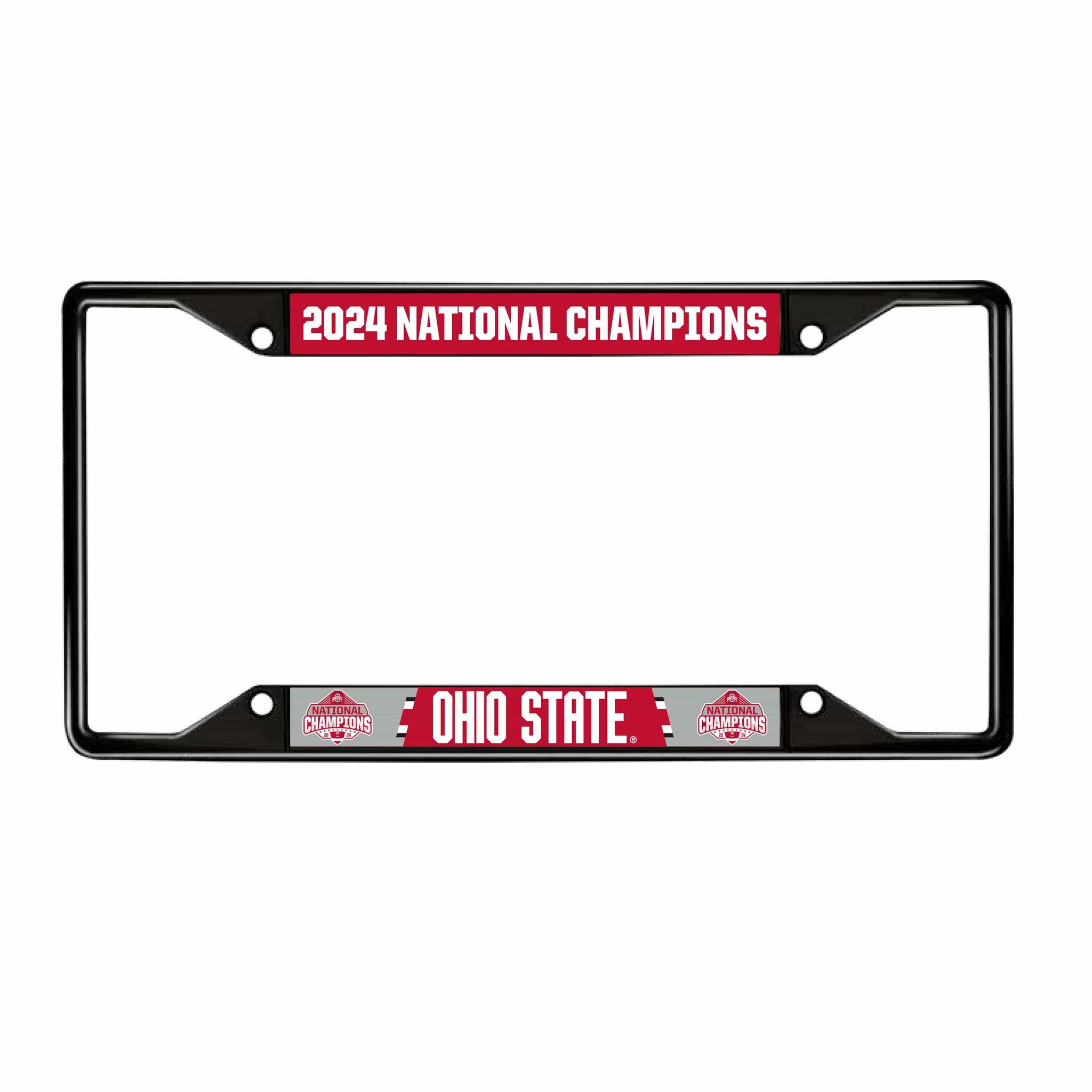 Official Ohio State 2024 National Champions Logo 6.25"x12.25" License Plate Frame - Black - Ohio State Buckeyes - Flyclothing LLC