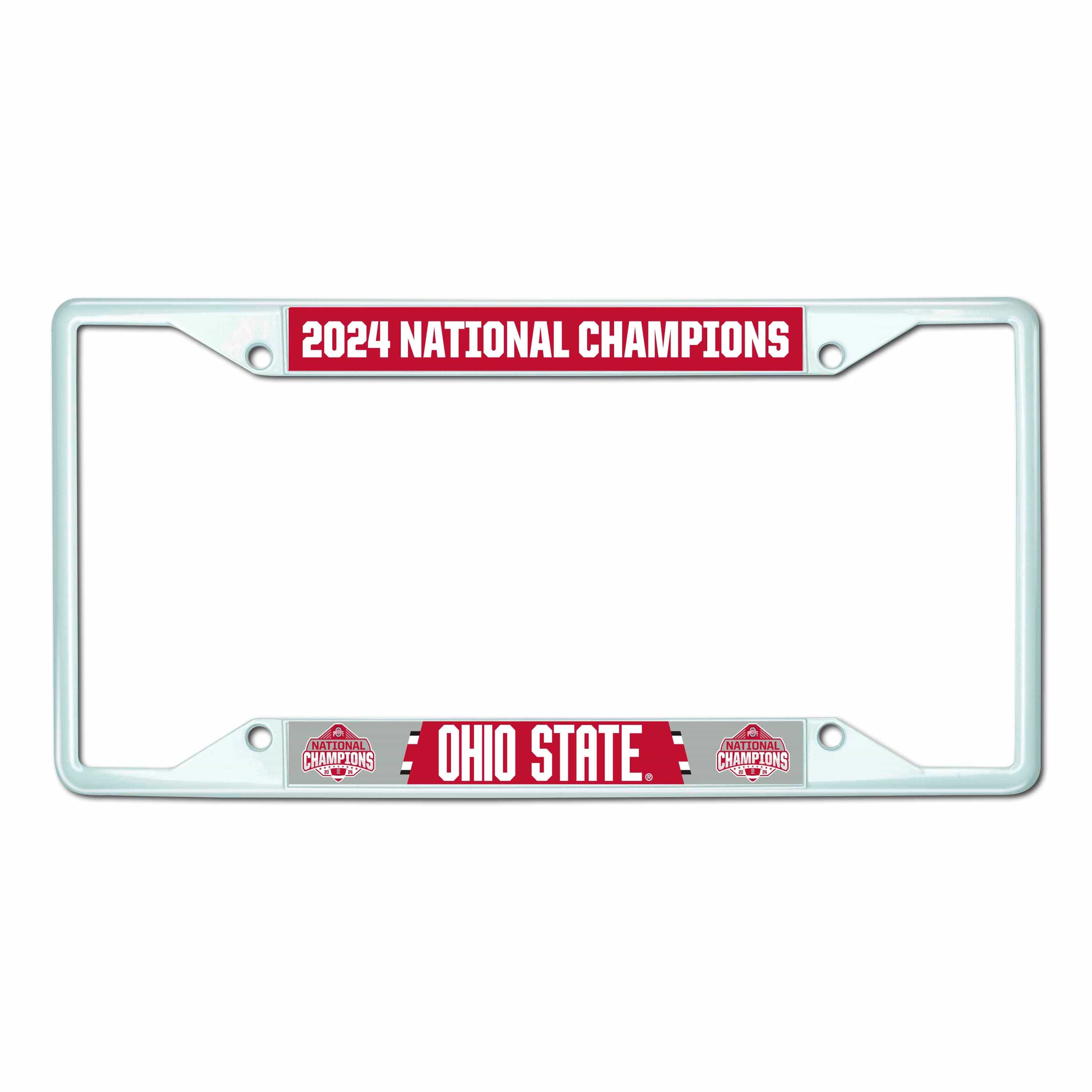 Official Ohio State 2024 National Champions Logo 6.25"x12.25" License Plate Frame - White - Ohio State
