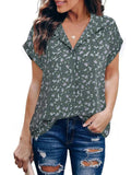 Collared Neck Short Sleeve Blouse - Trendsi - Flyclothing LLC