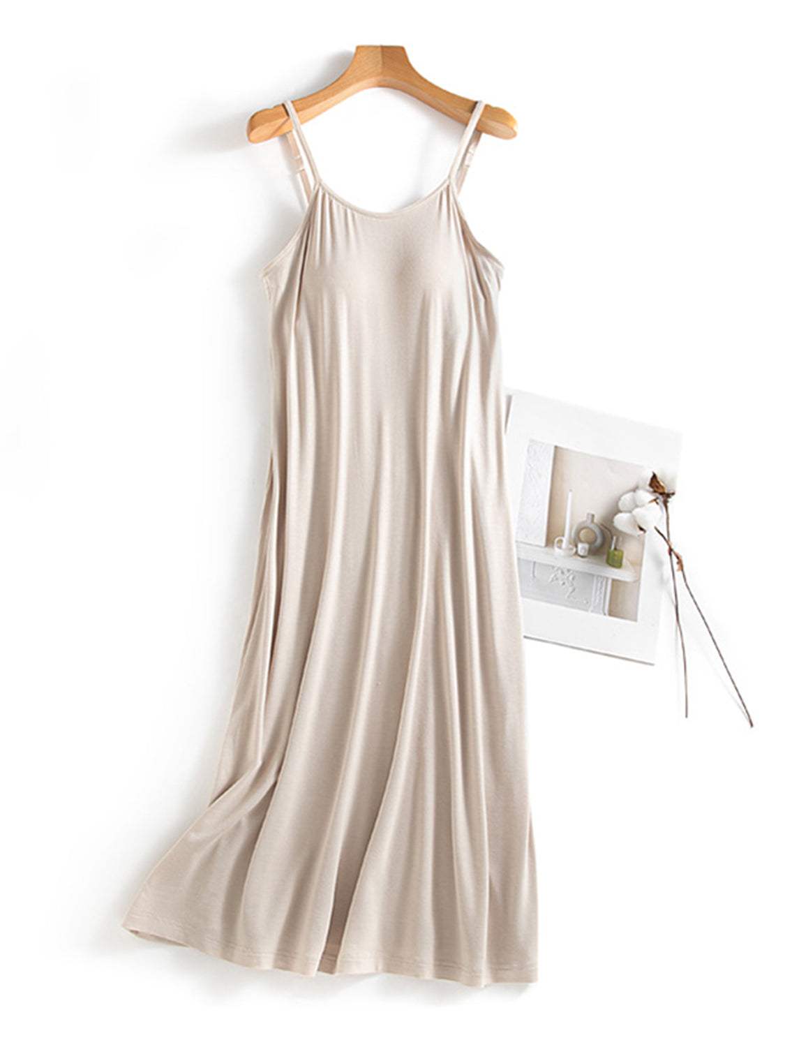 Scoop Neck Midi Cami Dress with Bra - Trendsi - Flyclothing LLC