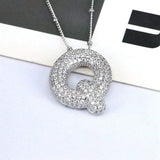 Copper Inlaid Zircon Letter Pendant Necklace - Trendsi - Flyclothing LLC