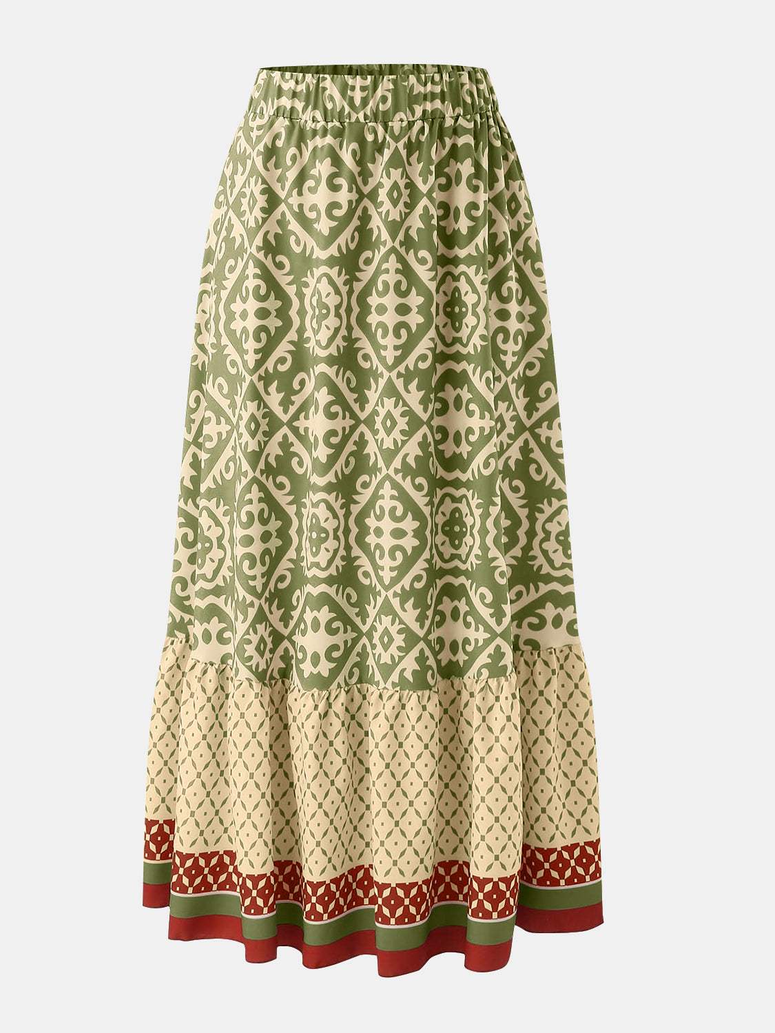Geometric Elastic Waist Maxi Skirt - Trendsi - Flyclothing LLC