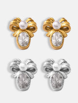 Titanium Steel Bow Stud Earrings - Trendsi - Flyclothing LLC