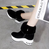 Fuzzy Side Zipper Platform Ankle Boots - Trendsi - Flyclothing LLC