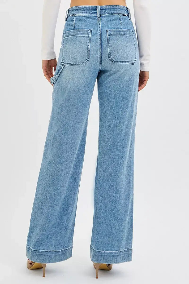 RISEN Full Size High Rise Straight Leg Jeans with Front Pockets Plus Size - Trendsi - Flyclothing LLC