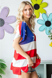 First Love Full Size USA Flag Drop Shoulder Knit Top - Trendsi