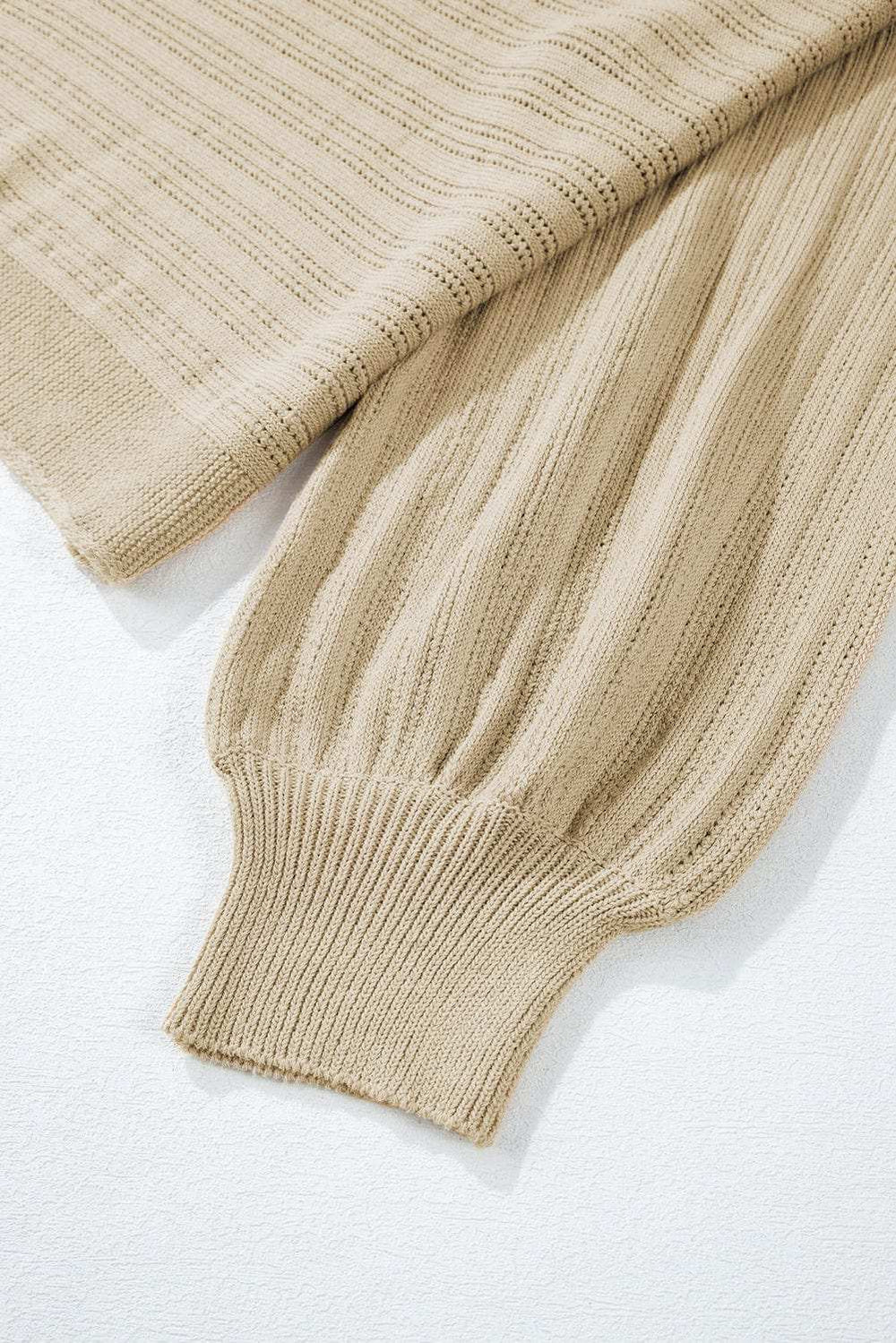 Eyelet Boat Neck Long Sleeve Knit Top - Trendsi - Flyclothing LLC