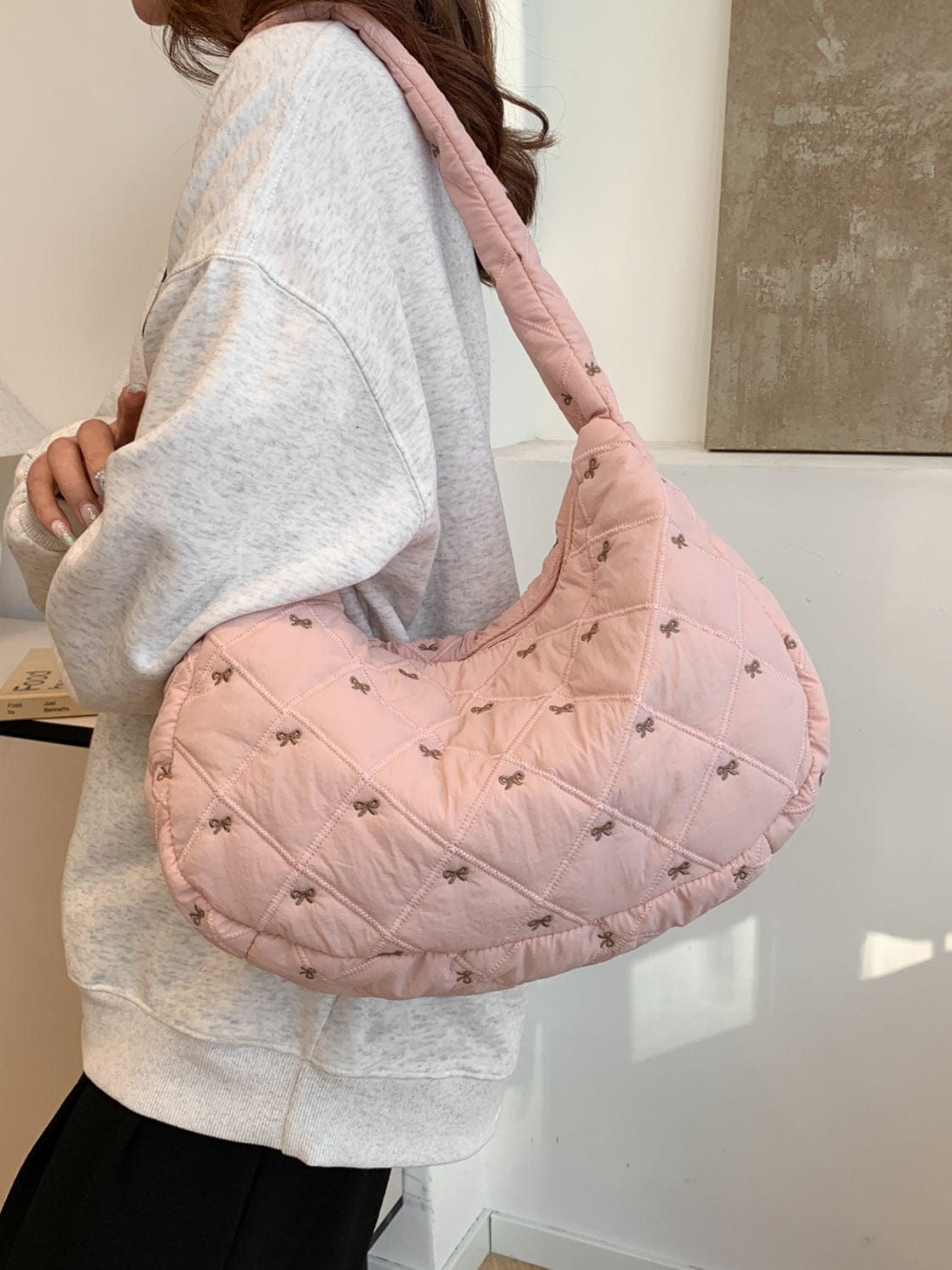 Bow Polyester Shoulder Bag - Trendsi